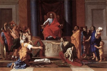  Salomon Decoraci%c3%b3n Paredes - El juicio de Salomón, pintor clásico Nicolas Poussin
